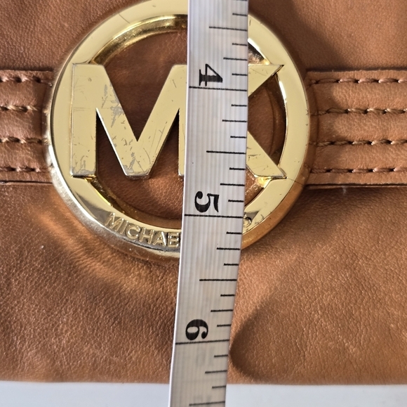 Michael Kors Fulton Brown Leather Crossbody Bag Leather Gold Chain Strap Dustbag - Picture 10 of 16